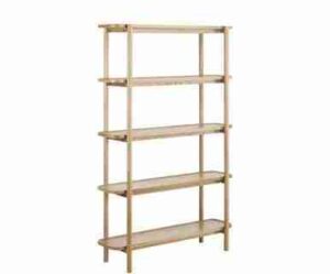 Standregal Libby aus Eichenholz, 120 cm breit und 190 cm hoch, elegantes Bücherregal für Wohn- und Schlafzimmer, stilvolle Holzoptik, modernes Design.