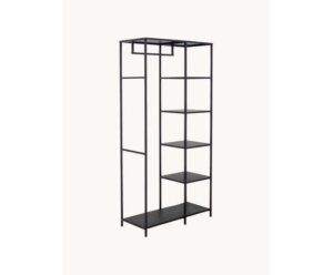 Offener Metall-Kleiderschrank in der Größe 90x40x184cm, ideal für die platzsparende Aufbewahrung von Kleidung und Accessoires, geeignet für Wohn- und Geschäftsräume.