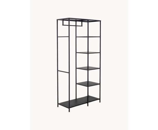 Offener Metall-Kleiderschrank in der Größe 90x40x184cm, ideal für die platzsparende Aufbewahrung von Kleidung und Accessoires, geeignet für Wohn- und Geschäftsräume.