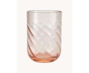 Set aus 4 Wassergläsern Twist in Rosè mit elegantem Drehdesign