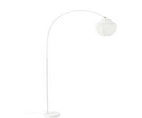 Große Netzstoff-Bogenlampe im modernen Design, ideal für stilvolle Wohnräume und als nachhaltige Lichtquelle.