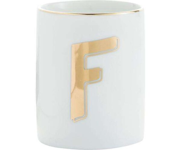 Porzellan-Becher Yours mit dem Buchstaben F für individuelle Geschenke und stilvolle Kaffeepausen
