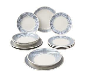 Geschirr-Set Zabelle mit Streifendekor Hellblau (12-tlg.)