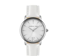 Elegante Damenuhr Adore mit weißem Lederarmband für stilvolle Frauen.