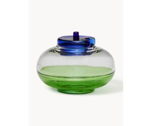 Mundgeblasene Zuckerdose aus hochwertigem Glas, ideal für die stilvolle Präsentation von Zucker auf dem Tisch.