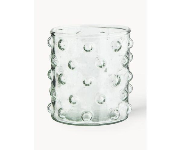 Mundgeblasene Wassergläser mit Reliefmuster im Set von 6 Stück, ideal für elegante Tischdekoration und den täglichen Gebrauch.