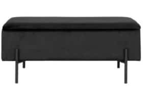Samt Bank WATFORD in Schwarz mit den Maßen 95x37x43 cm, elegantes Möbelstück für stilvolle Innenräume.