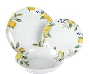 Geschirr-Set Lemon für 6 Personen, 18-teiliges Set mit buntem Design für fröhliche Tischdekoration und ansprechende Mahlzeiten.