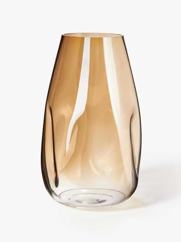 Vase LUSTA in Ocker mit einer Höhe von 35 cm, ideal zur Dekoration von Wohnräumen.