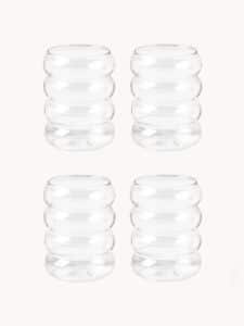 Mundgeblasene Wassergläser im Set von 4 Stück, handgefertigt und elegant für jeden Tisch, ideal für Wasser, Saft und Erfrischungsgetränke.