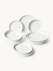 Porzellan-Geschirr-Set für 4 Personen, 12-teiliges Set mit eleganten Essgeschirr für festliche Anlässe und den täglichen Gebrauch.