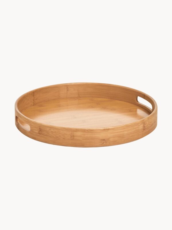 Rundes Bambus-Serviertablett Ambo aus nachhaltigem Material für stilvolles Servieren und Präsentieren von Speisen. Ideal für den Alltag und besondere Anlässe.