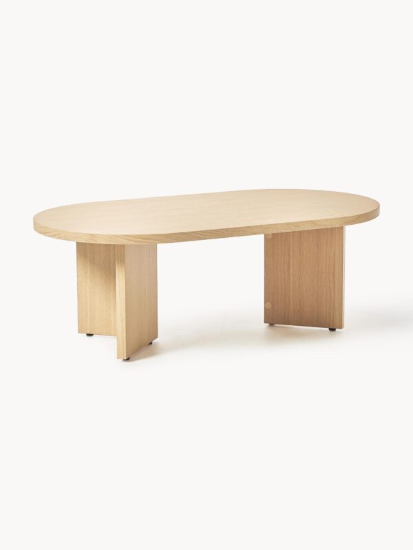 Ovaler Holz-Couchtisch TAMI in den Maßen 100x36x55 cm, perfekt für stilvolle Wohnzimmergestaltung und Möbel mit natürlichem Flair.
