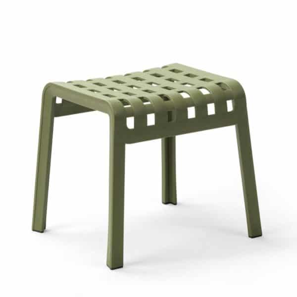 Nardi Poggio Hocker in der Farbe Agave, stylisches und langlebiges Gartenmöbel für den Außenbereich, ideal für Terrassen und Balkone.