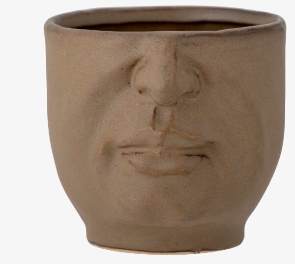 Übertopf Gesicht aus Keramik 10,5 cm moderner Pflanzentopf für Zimmerpflanzen dekorativer Blumentopf