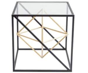 Beistelltisch PRISMA 45x45 moderner quadratischer Couchtisch aus Holz und Metall für Wohnzimmer