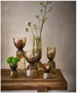 Vase Laterne Diabolo modernes Design aus Glas vielseitig verwendbar Dekoration für Zuhause und Garten