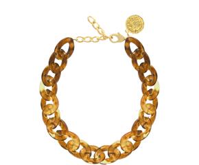 Halskette Dot rotbraun eleganter Schmuck mit rundem Anhänger in warmem Rotbraun