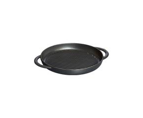 Gusseisen-Grillpfanne Durchmesser 26 cm hochwertige robuste Grillpfanne für gleichmäßiges Braten und Grillen