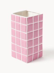 Design-Vase Tile mit moderner Fliesenoptik und stilvollem Muster für elegante Wohnraumdekoration