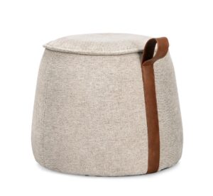 Pouf ANILA Beige rund D50xH42 cm Sitzhocker weich und stilvoll Wohnzimmermöbel