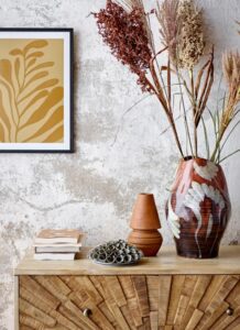 Vase Obsa aus Steingut in modernem Design für stilvolle Wohnraumdekoration