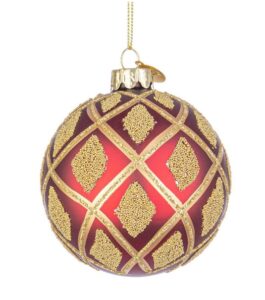 Weihnachtskugel in Rot und Gold mit 8 cm Durchmesser festliche Christbaumkugel