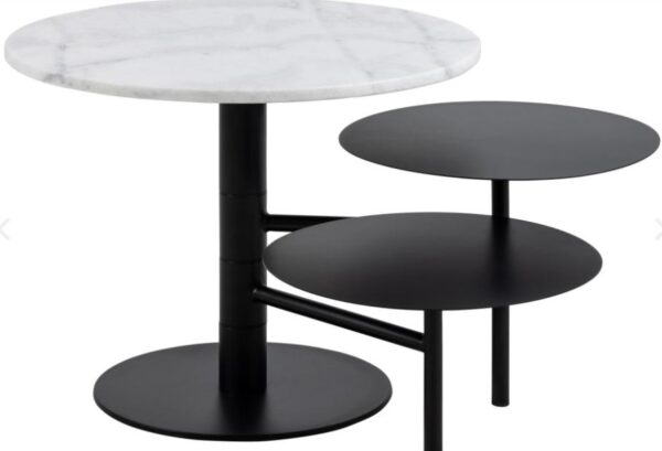 Couchtisch LAHTI aus Marmor mit praktischer Drehfunktion und modernem Design