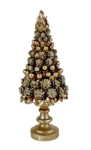 Deko Tannenbaum in Champagner Farbe Höhe 42,5 cm Länge 17 cm Breite 17 cm festliche Weihnachtsdekoration