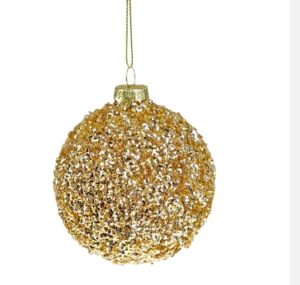 Weihnachtskugel goldfarben mit Glitzeroberfläche Durchmesser 8 cm festlicher Christbaumschmuck