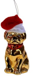 Glasanhänger Hund Gold elegant handgefertigt Schmuckanhänger Tiermotiv transparent glänzend
