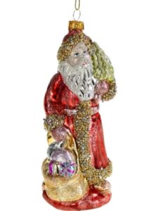 Weihnachtsbaumanhänger aus Glas mit Tannenmotiv, festlicher Christbaumschmuck für die Weihnachtsdekoration