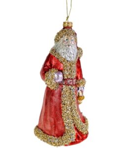Glasanhänger Weihnachtsmann handgefertigt mit rotem Mantel und weißem Bart für festliche Weihnachtsdekoration