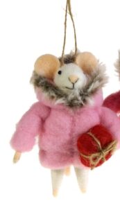 Filzanhänger Maus mit Geschenk süßer handgefertigter Filzschlüsselanhänger Maus als Geschenkidee