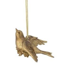 Weihnachtsornament Vogel Gold glänzender festlicher Baumschmuck handgefertigt