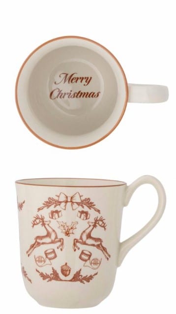 Weihnachtstasse MERRY CHRISTMAS braun mit festlichem Design und Weihnachtsmotiv