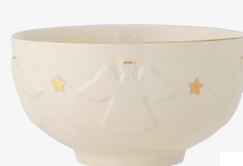 Sternenschale Engel aus Keramik mit filigranen Engelsflügeln und Sternenmuster, dekorative Schale für Weihnachten und festliche Anlässe