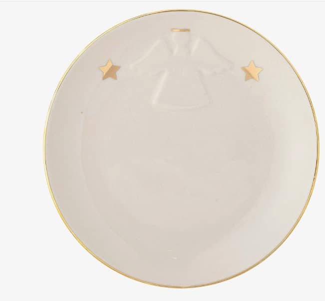 Teller Engel dekorativer Keramikengel handbemalt auf rundem Teller ideal als Geschenk und Weihnachtsschmuck