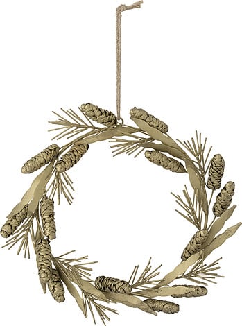 Weihnachtskranz Adera D34 aus grünen Tannenzweigen mit roten Beeren und goldenen Dekorationen festlicher Adventskranz dekoration