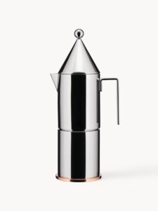 Kaffeekocher La Conica aus Edelstahl für sechs Tassen frisch gebrühter Kaffee