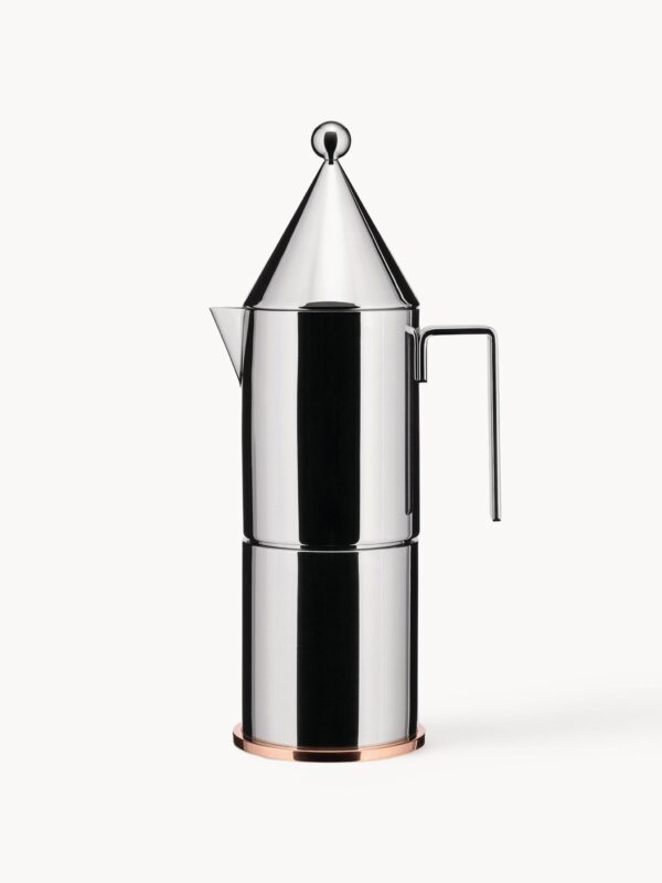 Kaffeekocher La Conica aus Edelstahl für sechs Tassen frisch gebrühter Kaffee