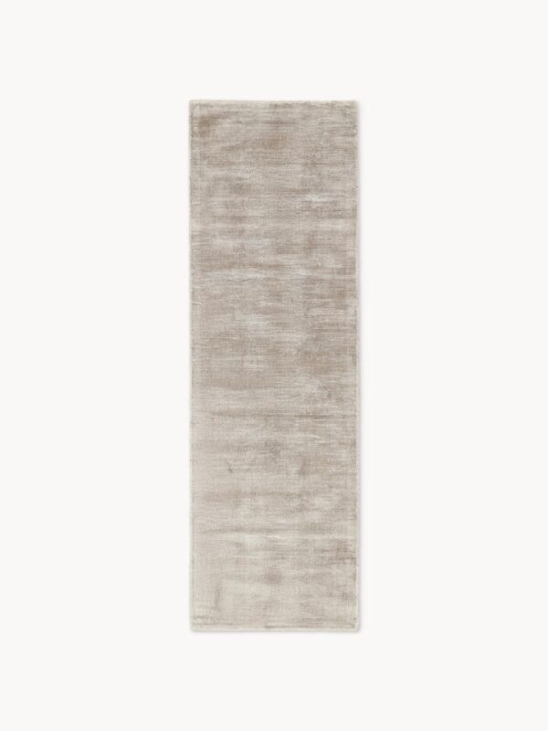 Handgewebter Viskoseläufer in Greige Farbe Größe 80x250 cm hochwertiger Läufer aus Viskose für Wohnräume