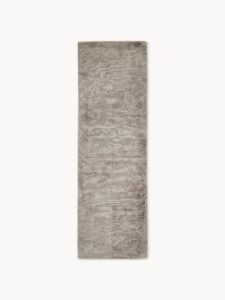 Handgewebter Viskoseläufer in Taupe Farbe 80x250 cm hochwertiger Teppichläufer aus Viskose
