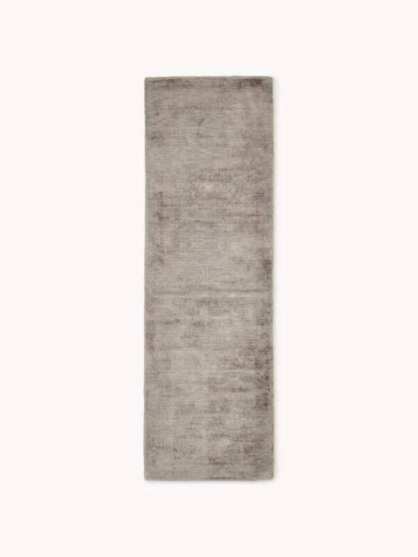 Handgewebter Viskoseläufer in Taupe Farbe 80x250 cm hochwertiger Teppichläufer aus Viskose