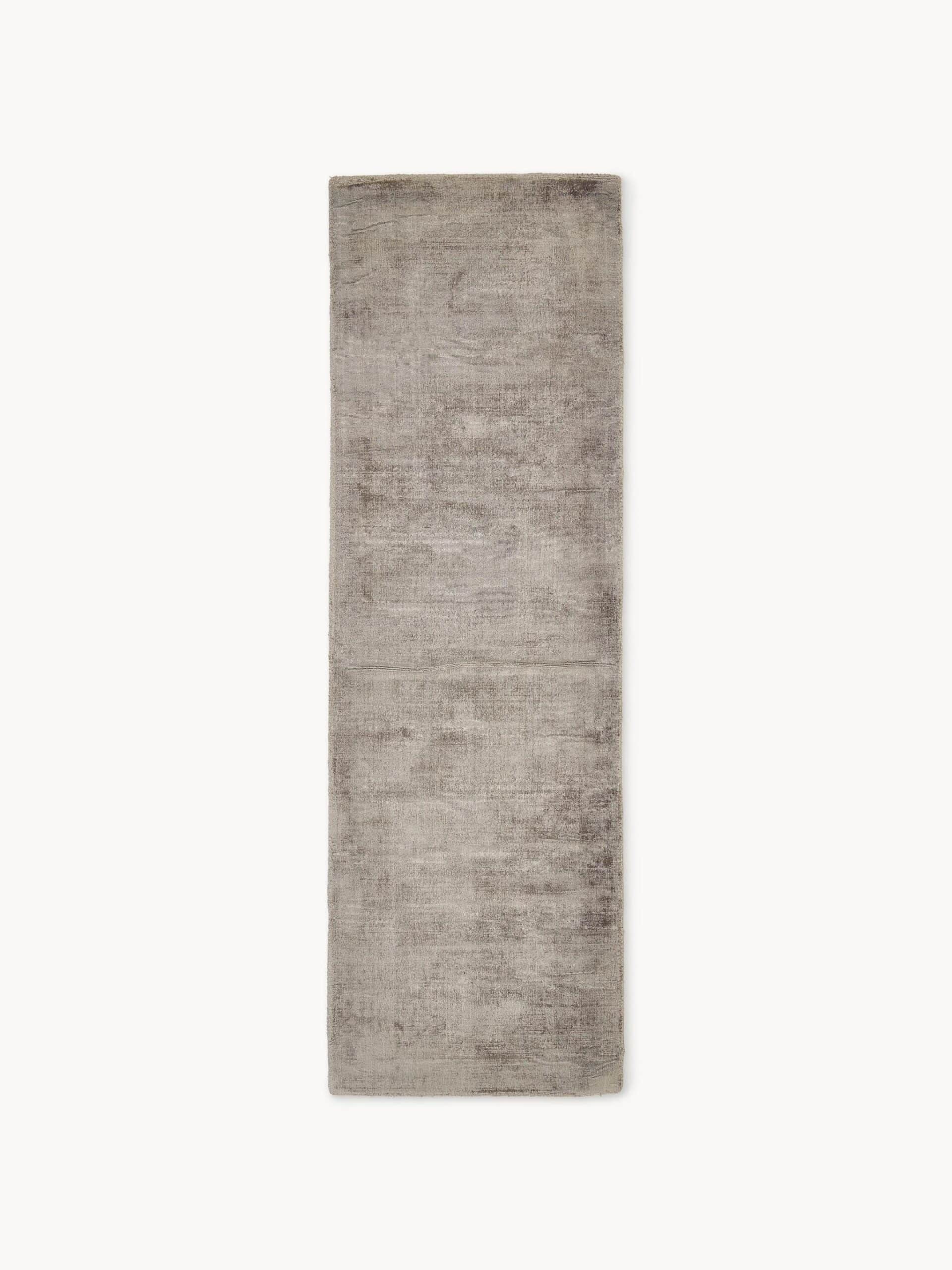 Handgewebter Viskoseläufer in Taupe Farbe 80x250 cm hochwertiger Teppichläufer aus Viskose