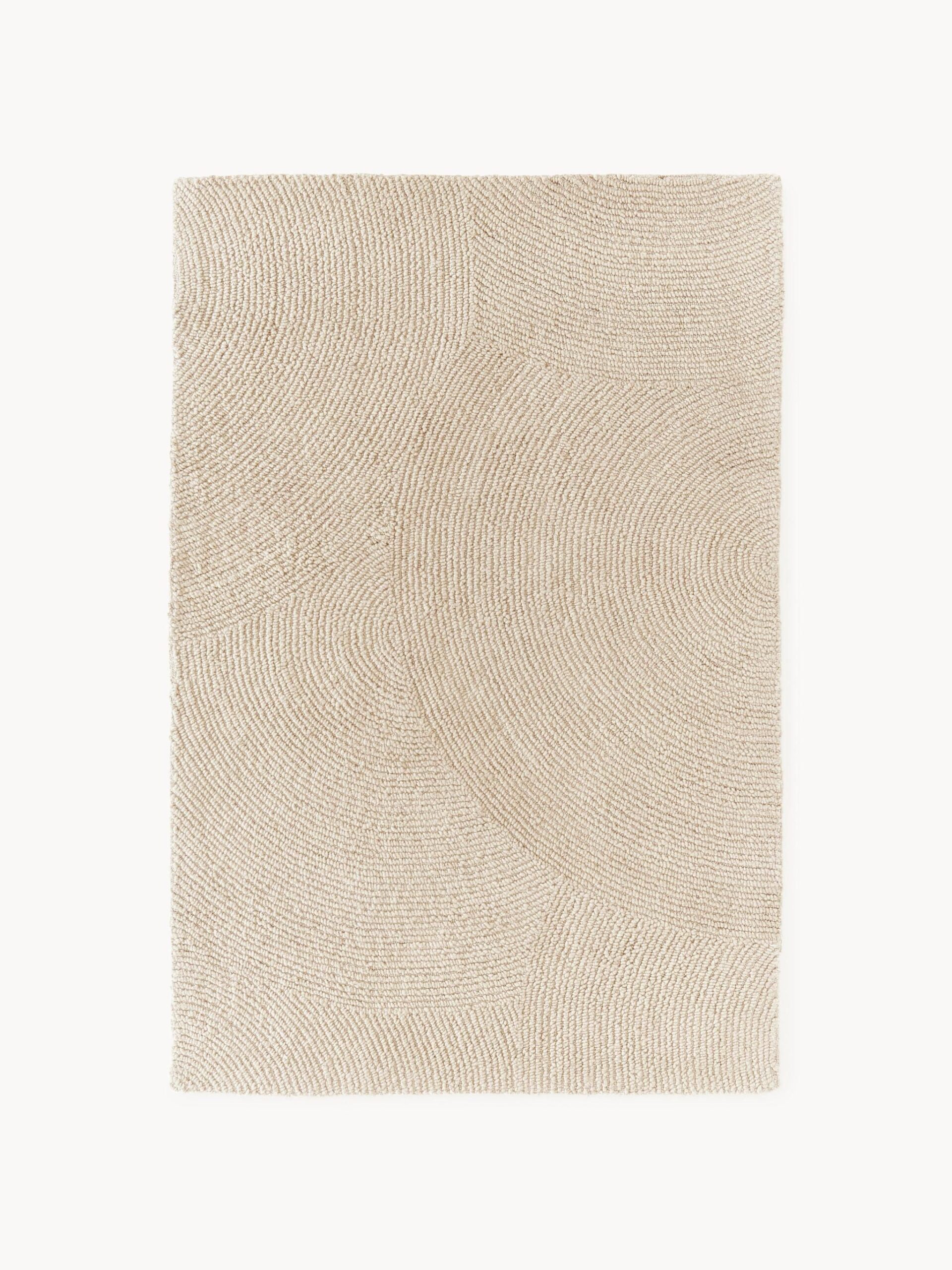 Handgetufteter Wollteppich hellbeige in der Größe 120x180 cm, weicher Teppich für Wohnzimmer und Schlafzimmer, hochwertiger Naturwollteppich