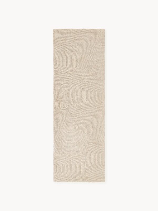 Handgetufteter Wollläufer Hellbeige in den Maßen 80 x 250 cm aus hochwertiger Wolle