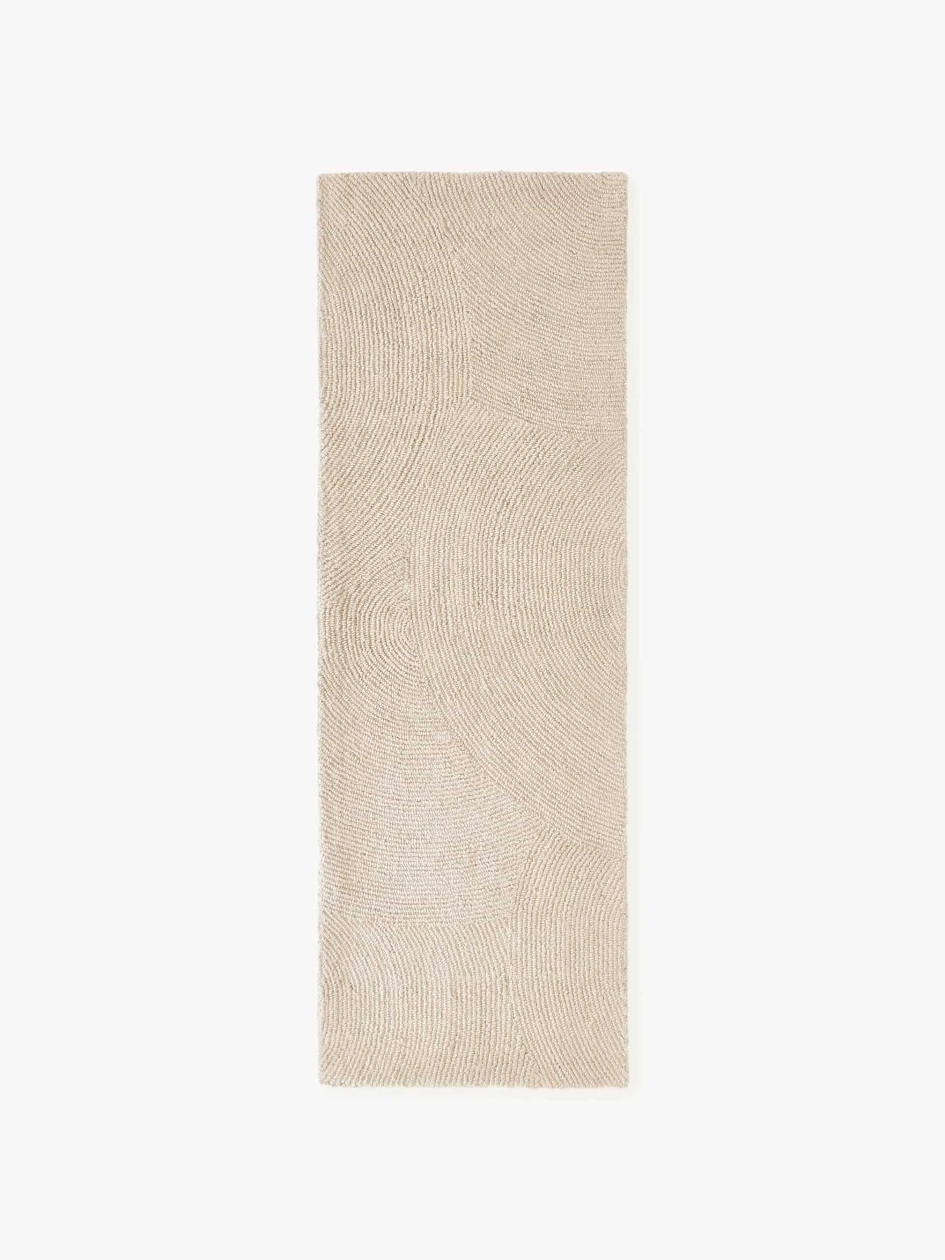 Handgetufteter Wollläufer Hellbeige in den Maßen 80 x 250 cm aus hochwertiger Wolle