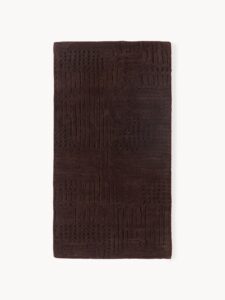 Handgetufteter Wollteppich in Dunkelbraun 80x150 cm hochwertiger Teppich aus Wolle für Wohnzimmer und Schlafzimmer