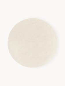 Runder Baumwollteppich in Off White Farbe mit Durchmesser 120 cm, weich und pflegeleicht, ideal für Wohnzimmer und Schlafzimmer